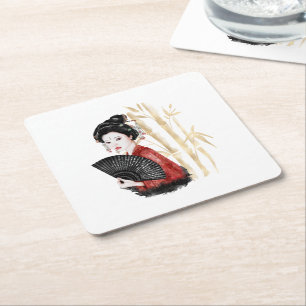 Posavasos Cuadrado De Papel La Serie Okinawa Diseño 39 