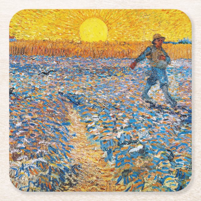 Posavasos Cuadrado De Papel La Sower, Van Gogh (Anverso)