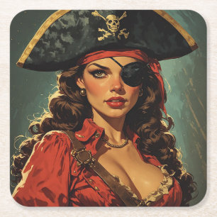 Posavasos Cuadrado De Papel La Tentadora Pirata Escarlata