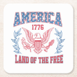 Posavasos Cuadrado De Papel La tierra de los libres en Estados Unidos