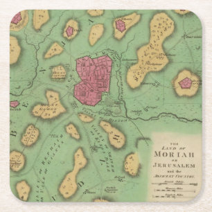 Posavasos Cuadrado De Papel La tierra de Moriah o de Jerusalén