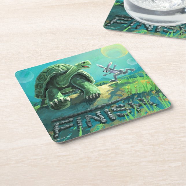 Posavasos Cuadrado De Papel La tortuga y el arte de la liebre (En perspectiva)