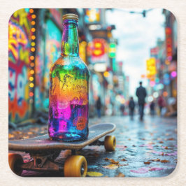 Posavasos Cuadrado De Papel La última gota de neón