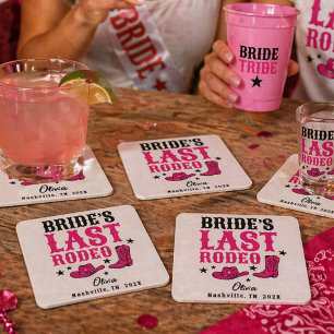 Posavasos Cuadrado De Papel La última rodeo de la novia Fiesta de despedida de