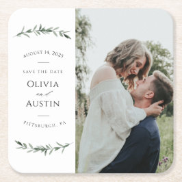 Posavasos Cuadrado De Papel La vegetación vegetal botánica salva la fecha