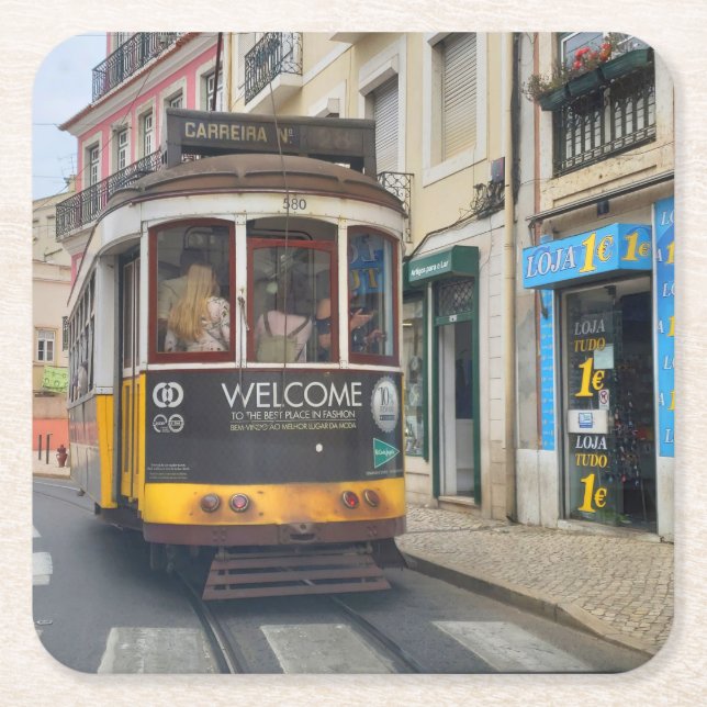 Posavasos Cuadrado De Papel La verdadera Portugal-Lisboa (Anverso)