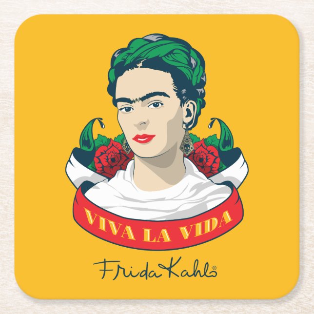 Posavasos Cuadrado De Papel La Vida de Frida Kahlo el | Viva (Anverso)