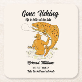 Posavasos Cuadrado De Papel La vida de la pesca abandonada por retiro es mejor