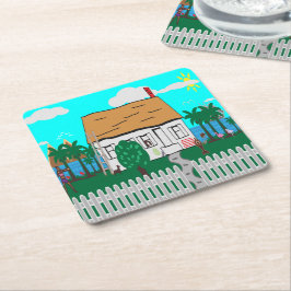 Posavasos Cuadrado De Papel La Vida En La Playa