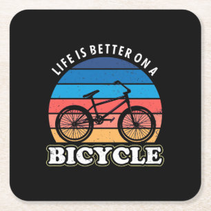 Posavasos Cuadrado De Papel La Vida Es Mejor En Bicicleta