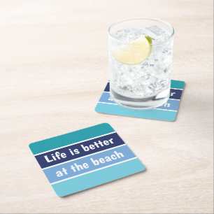 Posavasos Cuadrado De Papel La Vida Es Mejor En La Playa