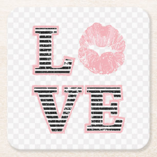 Posavasos Cuadrado De Papel Labios de amor