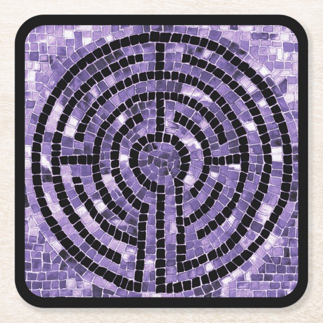 Posavasos Cuadrado De Papel LABYRINTH VI Astras cuadradas de papel - Negro (Anverso)