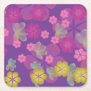Posavasos Cuadrado De Papel Lacy Lotus Purple