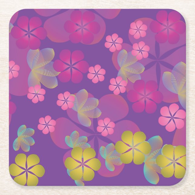Posavasos Cuadrado De Papel Lacy Lotus Purple (Anverso)