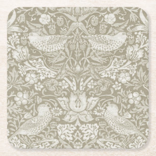 Posavasos Cuadrado De Papel Ladrón de fresa Ivory, William Morris