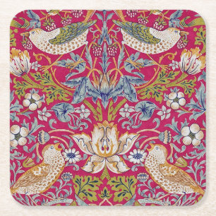 Posavasos Cuadrado De Papel Ladrón de fresas, William Morris