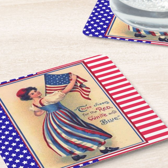 Posavasos Cuadrado De Papel Lady Liberty 4 de julio Bandera Patriótica (Subido por el creador)