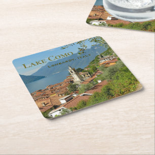 Posavasos Cuadrado De Papel Lago de Como Lombardía Italia