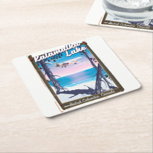 Posavasos Cuadrado De Papel lago Kalamalka, Columbia Británica Canadá
