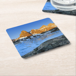 Posavasos Cuadrado De Papel Lago Minaret congelado Sunrise - Sierra Nevada