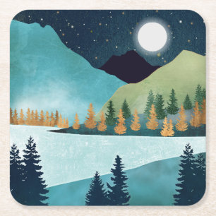 Posavasos Cuadrado De Papel Lago Moonrise