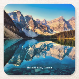 Posavasos Cuadrado De Papel Lago Moraine, Canadá,