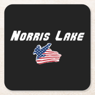 Posavasos Cuadrado De Papel Lago Norris Tennessee Obra de Arte de Bandera de Á