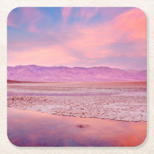 Posavasos Cuadrado De Papel Lago water, Badwater, Death Valley