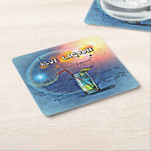 Posavasos Cuadrado De Papel Laguna Azul (#12 de 12 paquetes de recetas para be