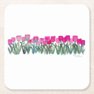 Posavasos Cuadrado De Papel Láminas de papel de tulipano rosado