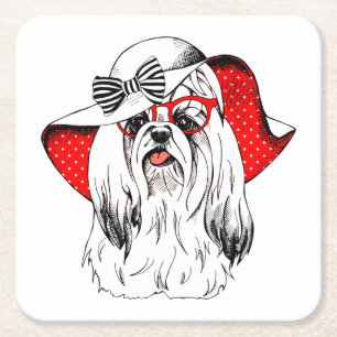 Posavasos Cuadrado De Papel Lanzamiento de la moda de Yorkie