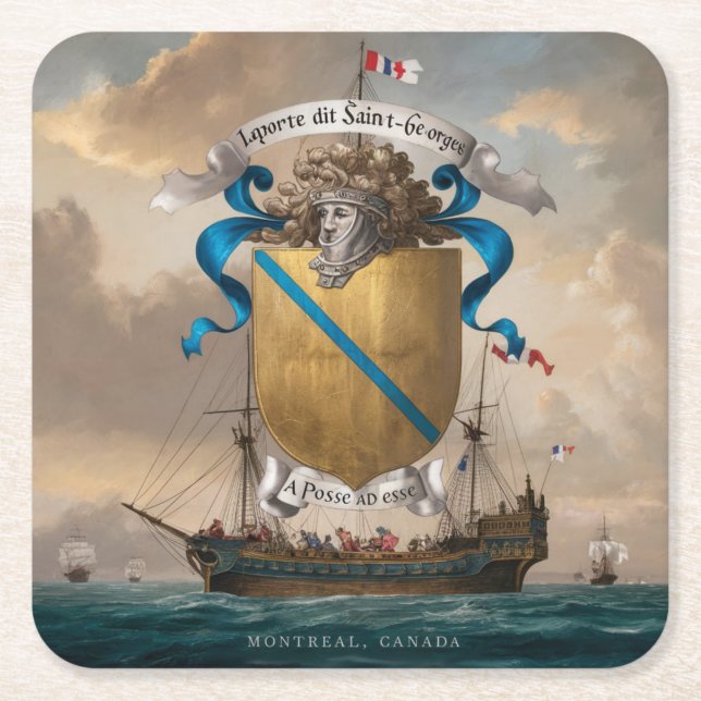 Posavasos Cuadrado De Papel Laporte dit Saint Georges Coat of Arms 4 (Anverso)