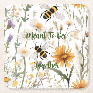 Posavasos Cuadrado De Papel Las Abejas Y Las Flores Silvestres Tenían Por Obje