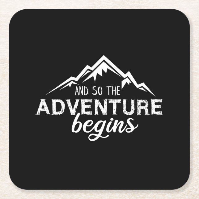 Posavasos Cuadrado De Papel las aventuras comienzan (Anverso)