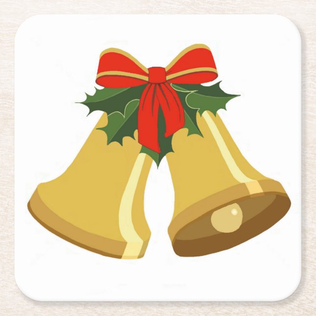 Posavasos Cuadrado De Papel Las campanas están sonando (Anverso)