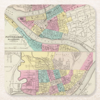 Posavasos Cuadrado De Papel Las ciudades de Pittsburgh Allegheny Cincinnati