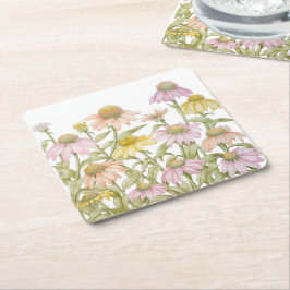 Posavasos Cuadrado De Papel Las flores acuarela Arte botánico