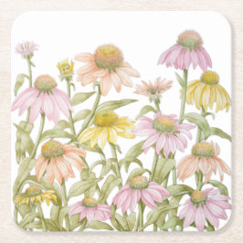 Posavasos Cuadrado De Papel Las flores acuarela Arte botánico