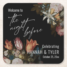 Posavasos Cuadrado De Papel Las flores en vidrio de Bosschaert la noche anteri