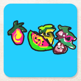 Posavasos Cuadrado De Papel Las frutas son divertidas 