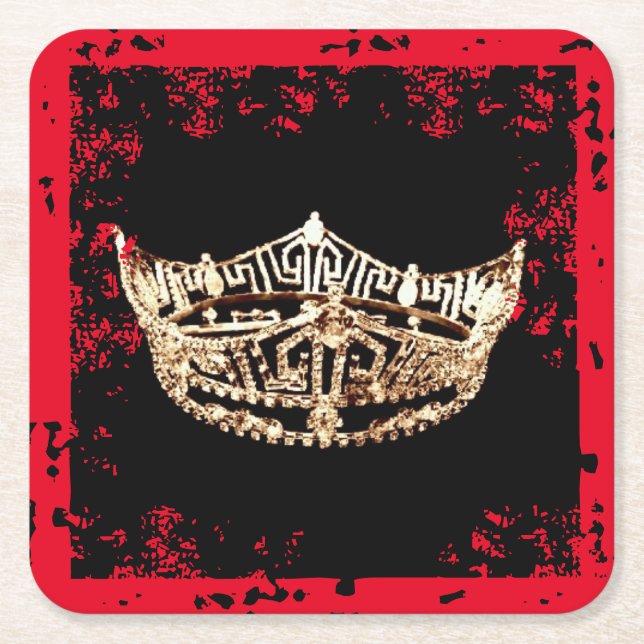 Posavasos Cuadrado De Papel Las galerías escrutadas del estilo de Miss América (Anverso)