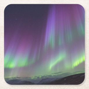 Posavasos Cuadrado De Papel Las luces del norte Islandia del Norte