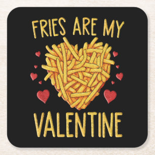 Posavasos Cuadrado De Papel Las Papas Fritas Son Mi San Valentín