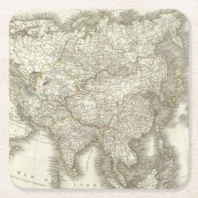 Posavasos Cuadrado De Papel L'Asie - Asia (Anverso)