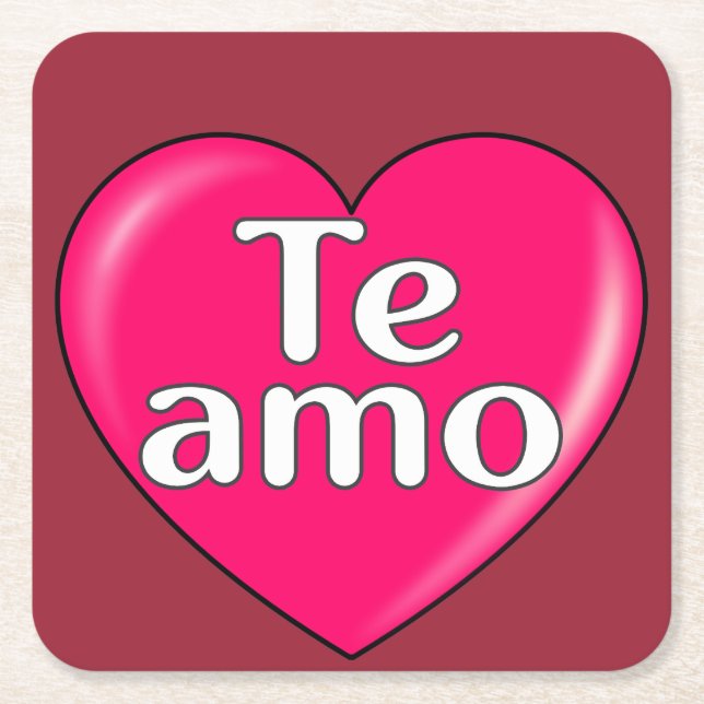 Posavasos Cuadrado De Papel Latín - Te amo (Anverso)