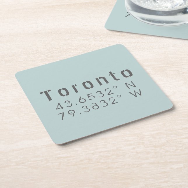 Posavasos Cuadrado De Papel Latitud y longitud de Toronto (En perspectiva)