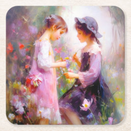 Posavasos Cuadrado De Papel Lavanda