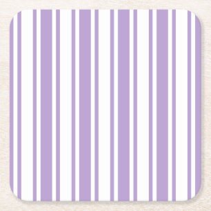 Posavasos Cuadrado De Papel Lavanda rayas de caramelo morado y blanco