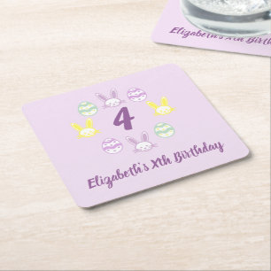 Posavasos Cuadrado De Papel Lavender Easter 4º cumpleaños